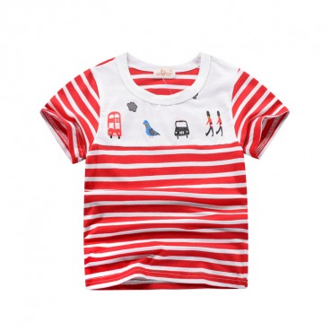 2021 childrens wear wholesale summer T-shirt childrens baby half-sleeved Korean version of the new cotton striped