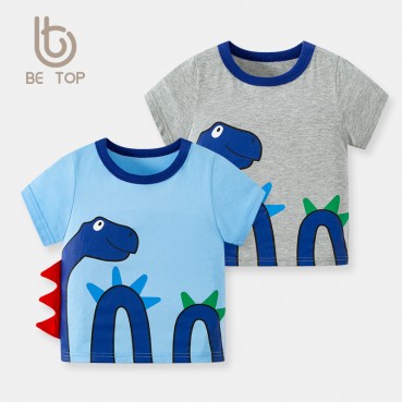 2021 spring new brand childrens wear summer children short-sleeved T-shirt boys dinosaur bottoming shirt tide