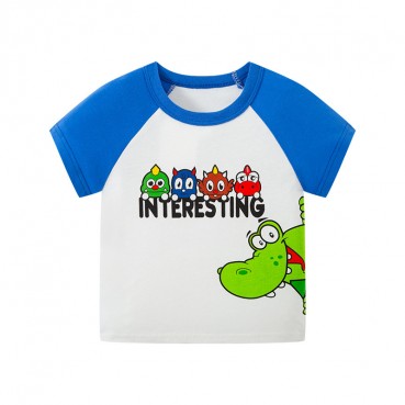 2021 new childrens cartoon short-sleeved T-shirt boys inserted sleeper sweatshirt baby tops qi summer cotton clothing