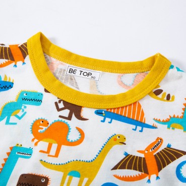 2021 summer new childrens clothing childrens dinosaur full printing brand boys top short-sleeved T-shirt wholesale