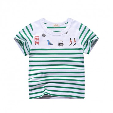 2021 childrens wear wholesale summer T-shirt childrens baby half-sleeved Korean version of the new cotton striped