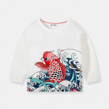 Childrens clothing Chinese-style childrens spring and autumn, long-sleeved T-shirt boys, bottom shirt, cotton, lion