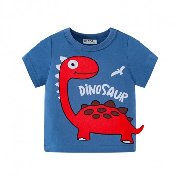 2021 new childrens clothing children T-shirt summer Korean boy short-sleeved dinosaur cartoon top