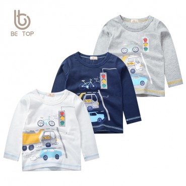 Childrens clothing Korean version of the spring and autumn childrens bottoming shirts Boys long-sleeved T-shirt