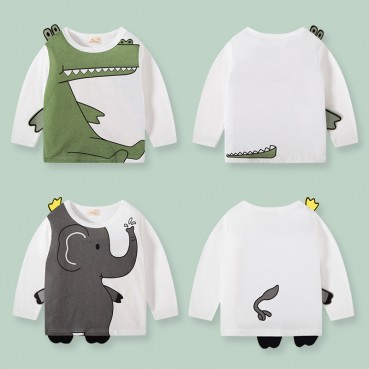 Childrens clothing factory direct 2021 new children card forward long sleeve T-shirt boys bottoming shirt