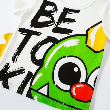 2021 new summer childrens short-sleeved T-shirt cartoon animation set top cloth Korean version of the tide dinosaur