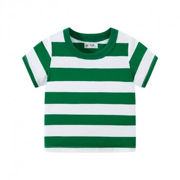 2021 summer childrens clothing new childrens short-sleeved T-shirt striped boys top summer manufacturers wholesale