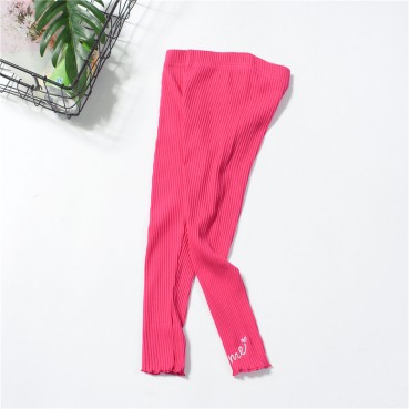 Spring childrens childrens trousers princess solid color cotton trousers medium waist casual trousers childrens