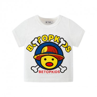 2021 childrens wear new summer childrens short-sleeved T-shirt dulnes printed Korean version of the tide brand boy