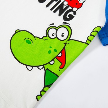 2021 new childrens cartoon short-sleeved T-shirt boys inserted sleeper sweatshirt baby tops qi summer cotton clothing