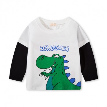 Childrens bottoming shirt cotton jacket boys dinosaur, sleeve long sleeve T-shirt round neck child clothes