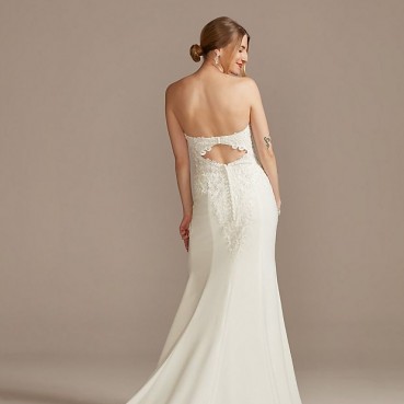 Beaded Bodice Sheer Lace Wedding Dress