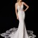 Beaded floral lace and beaded linear lace stretch georgette cylindrical skirt Trailing wedding dress