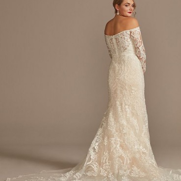 Beaded Lace Mermaid Plus Size Wedding Dress