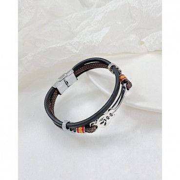 European and American punk men's leather bracelet men's guitar bracelet multi -layer woven bracelet leather rope to give her boyfriend