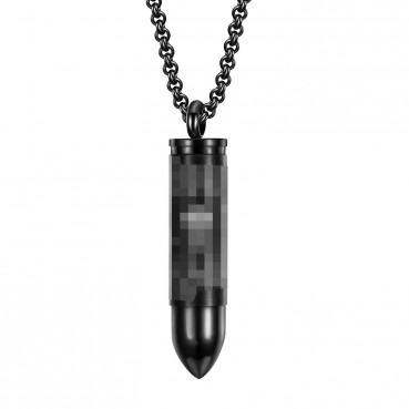 Jewelry Source European and American street stainless steel jewelry net red retro hip -hop titanium steel bullet necklace men