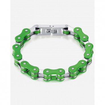 Jewelry Factory European and American Personalized Green Bicycles Stainless Steel Men's Hip Hop Bracelet Locomotive Chain