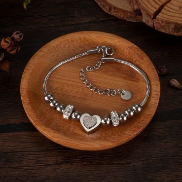 Jewelry European and American fashion niche design sense of simple stainless steel beading stones three -dimensional matte love bracelet