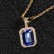 Hip -hop jewelry square color gem pendant necklace accessories micro -mosaic vermiculite tide men's pendant