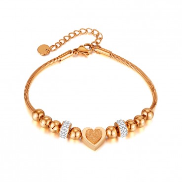 Jewelry European and American fashion niche design sense of simple stainless steel beading stones three -dimensional matte love bracelet