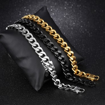 Jewelry factory hot -selling classic titanium steel coarse wide flat snake bone chain men's bracelet