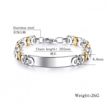 European and American fashion retro hot -selling stainless steel fashion design sense men's bracelets can engraved words wholesale