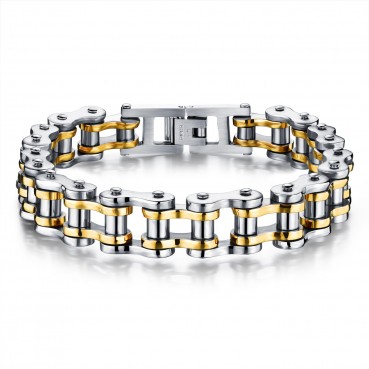 Hot -selling fashion trend hand ornaments European and American men's bike bracelet Personal hip -hop stainless steel locomotive chain jewelry