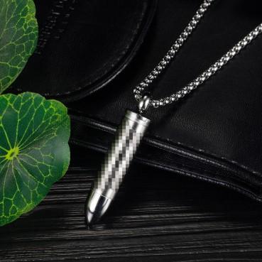 Jewelry Source European and American street stainless steel jewelry net red retro hip -hop titanium steel bullet necklace men