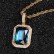 Hip -hop jewelry square color gem pendant necklace accessories micro -mosaic vermiculite tide men's pendant