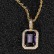 Hip -hop jewelry square color gem pendant necklace accessories micro -mosaic vermiculite tide men's pendant