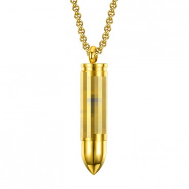 Jewelry Source European and American street stainless steel jewelry net red retro hip -hop titanium steel bullet necklace men