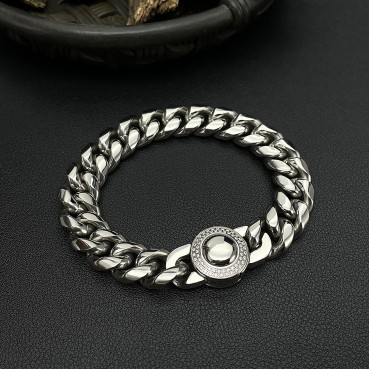 Jewelry wholesale European and American hip -hop retro tide stainless steel advanced sense of simple wild titanium steel men's bracelet