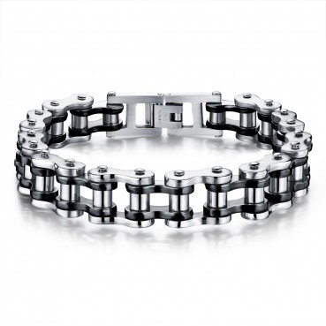 Hot -selling fashion trend hand ornaments European and American men's bike bracelet Personal hip -hop stainless steel locomotive chain jewelry