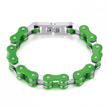 Jewelry Factory European and American Personalized Green Bicycles Stainless Steel Men's Hip Hop Bracelet Locomotive Chain