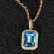 Hip -hop jewelry square color gem pendant necklace accessories micro -mosaic vermiculite tide men's pendant