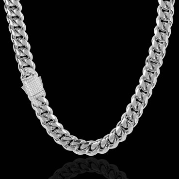 European and American vermiculite spring buckle titanium steel necklace jewelry stainless steel Cuba chain men's hip hop necklace wholesale