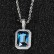 Hip -hop jewelry square color gem pendant necklace accessories micro -mosaic vermiculite tide men's pendant