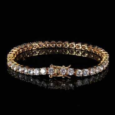 Tennis chain vermiculite bracelet trendy brand hip -hop copper plating 18K gold men's bracelet accessories wholesale