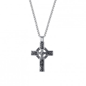 Jewelry source retro niche design cross pendant hip -hop street stainless steel necklace men