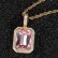 Hip -hop jewelry square color gem pendant necklace accessories micro -mosaic vermiculite tide men's pendant