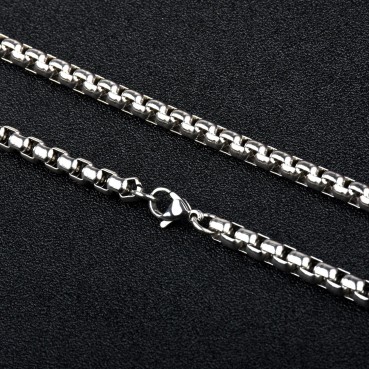 Box chain stainless steel square pearl chain, men's necklace, gold sweater chain