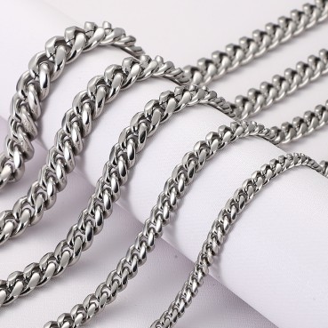 Ins style personalized men's and women's steel chains, Cuban encrypted round ground chains, dragon head buckles, necklaces, bracelets, hip-hop trend, versatile chains