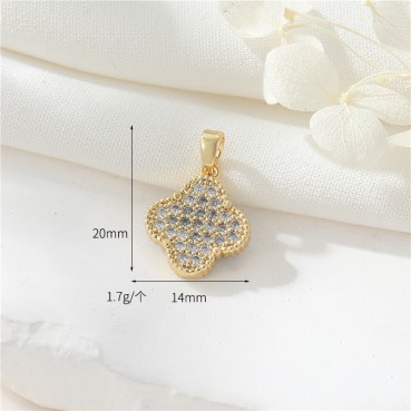 14K European and American creative personality pendant, heart-shaped zircon necklace pendant, handmade DIY accessory