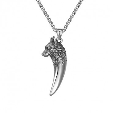 Vintage Wolf Head Titanium Steel Necklace Wholesale Titanium Steel Jewelry Manufacturer Spot Wholesale