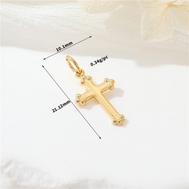 14K genuine gold color preservation micro inlaid zircon European and American cross pendant earrings necklace pendant DIY jewelry accessories