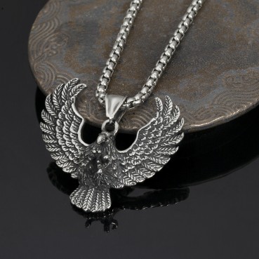 Titanium steel eagle pendant punk necklace retro trendy men's stainless steel cast eagle pendant