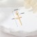 14K genuine gold color preservation micro inlaid zircon European and American cross pendant earrings necklace pendant DIY jewelry accessories