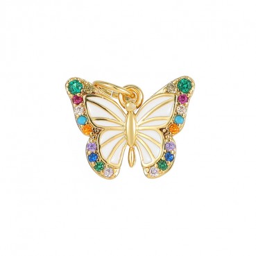 Simple and high-end color zirconia butterfly pendant DIY jewelry necklace bracelet 14K accessories wholesale