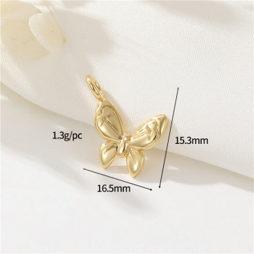 Simple and high-end color zirconia butterfly pendant DIY jewelry necklace bracelet 14K accessories wholesale