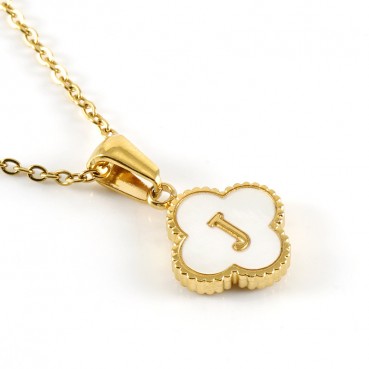 New Clover Pendant Stainless Steel 18K Gold Necklace Ins Style European and American Simple Shell Letter Clavicle Chain Necklace